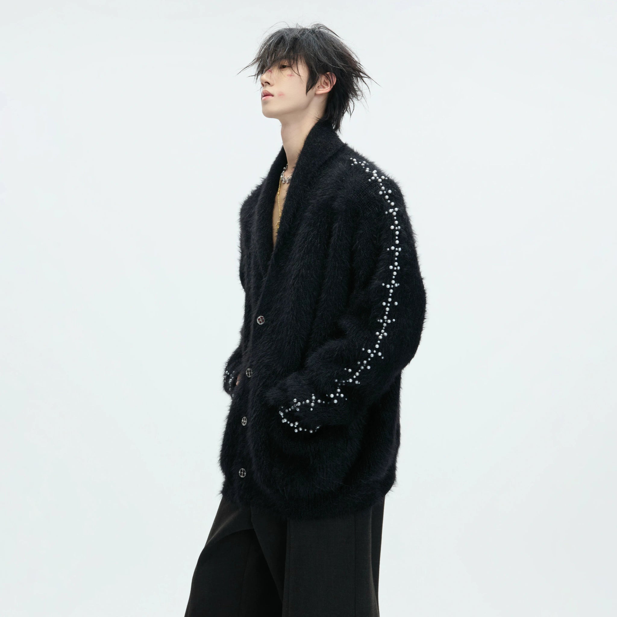 Contrast Stripe Wool-Blend Cardigan Sweater - main image 4