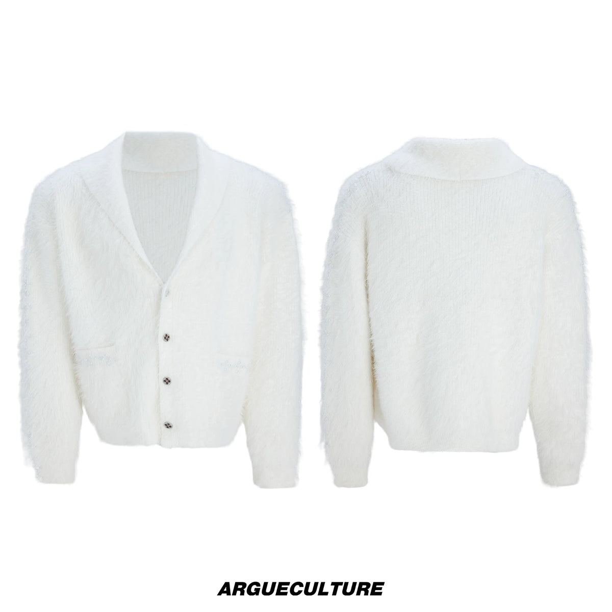 Contrast Stripe Wool-Blend Cardigan Sweater - White Top