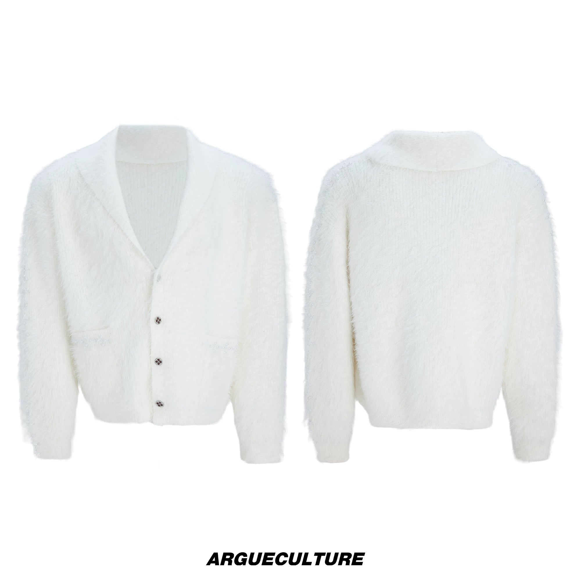 Contrast Stripe Wool-Blend Cardigan Sweater - White Top
