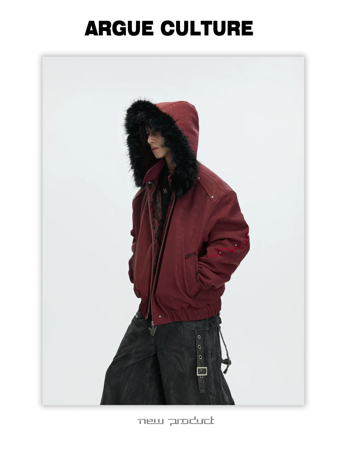 Cropped Faux Leather Zip Jacket with Cotton Fill - description image 1