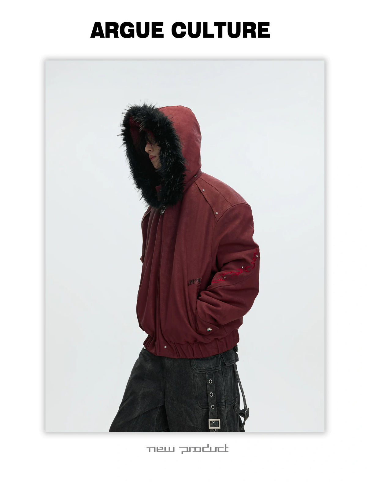 Cropped Faux Leather Zip Jacket with Cotton Fill - description image 2