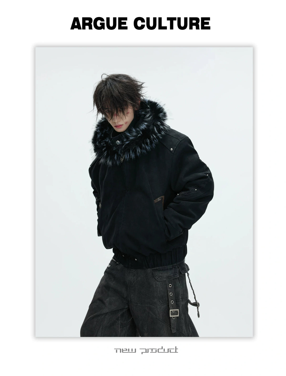 Cropped Faux Leather Zip Jacket with Cotton Fill - description image 4