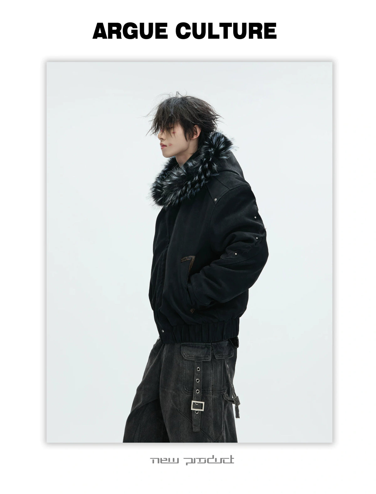 Cropped Faux Leather Zip Jacket with Cotton Fill - description image 5