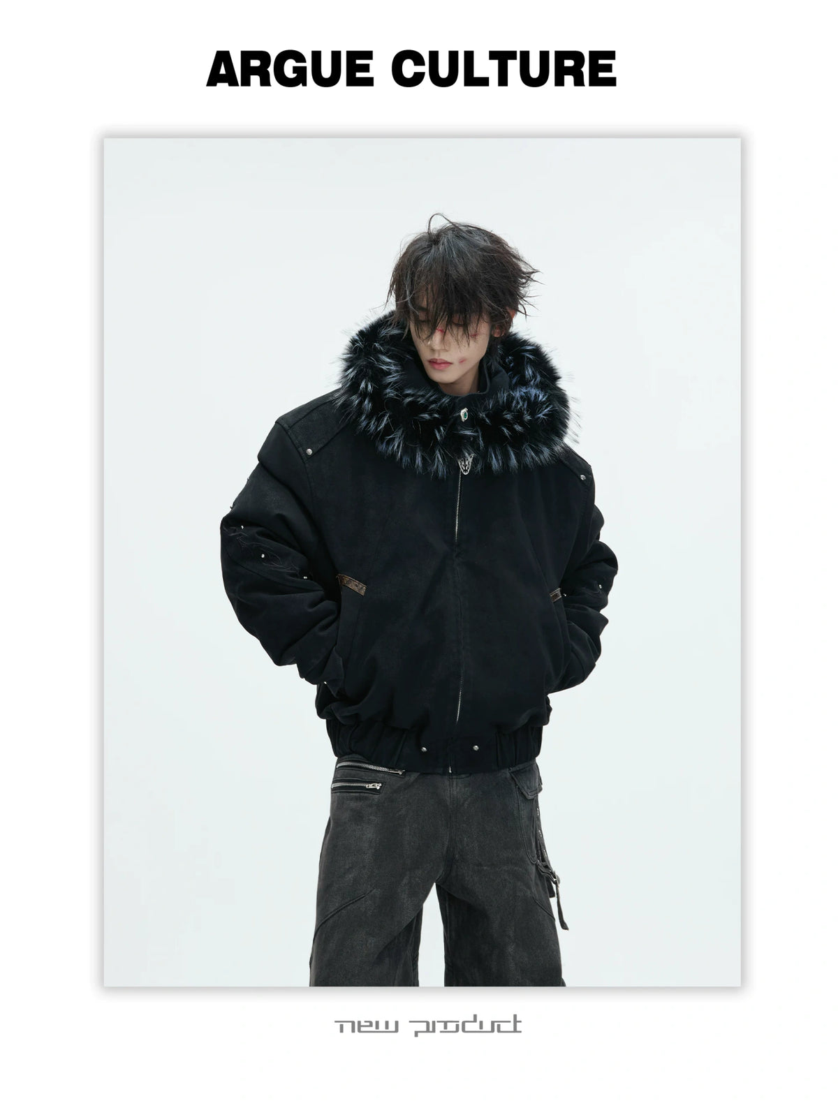 Cropped Faux Leather Zip Jacket with Cotton Fill - description image 6