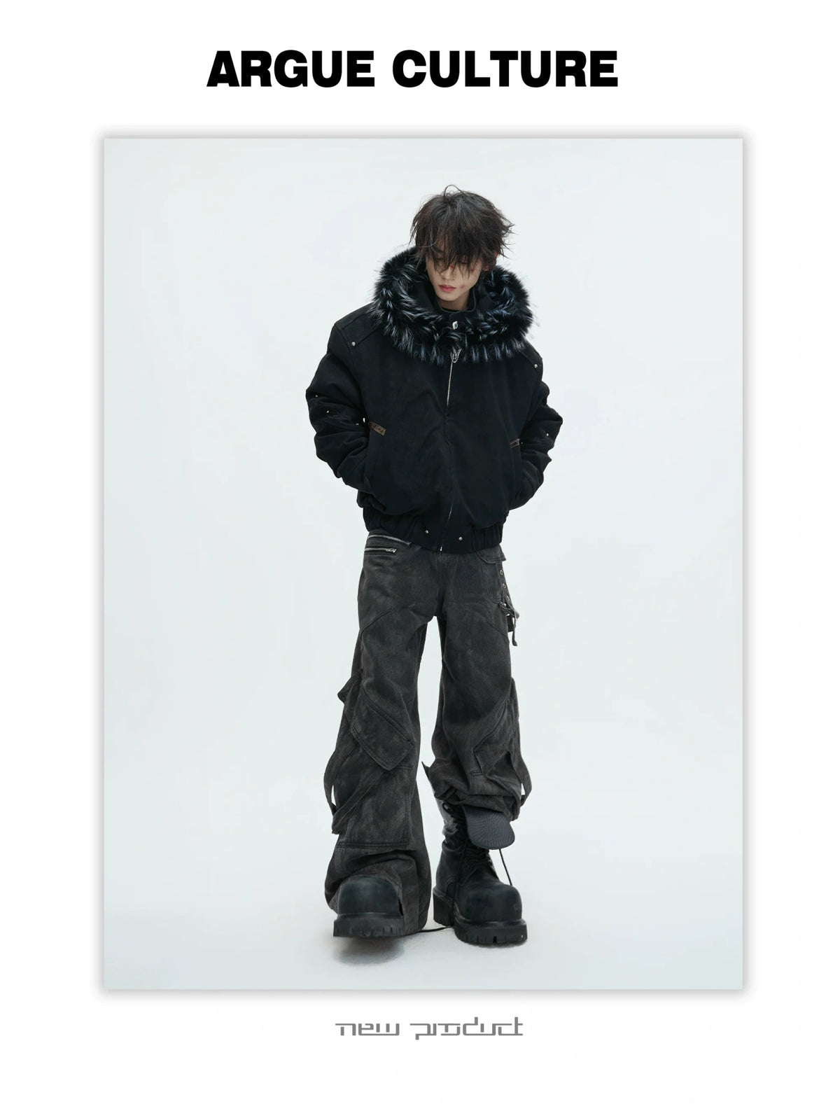 Cropped Faux Leather Zip Jacket with Cotton Fill - description image 7