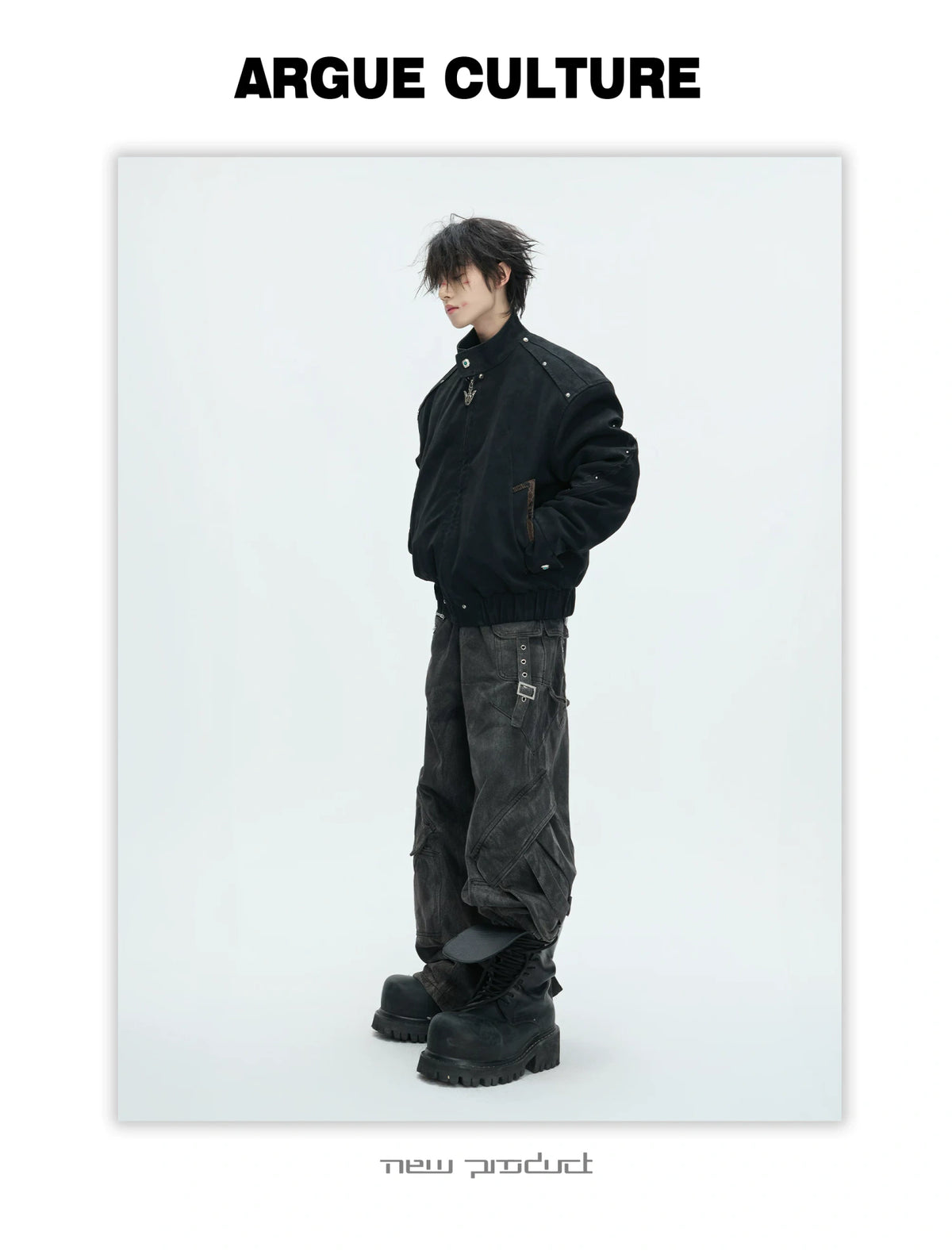 Cropped Faux Leather Zip Jacket with Cotton Fill - description image 8