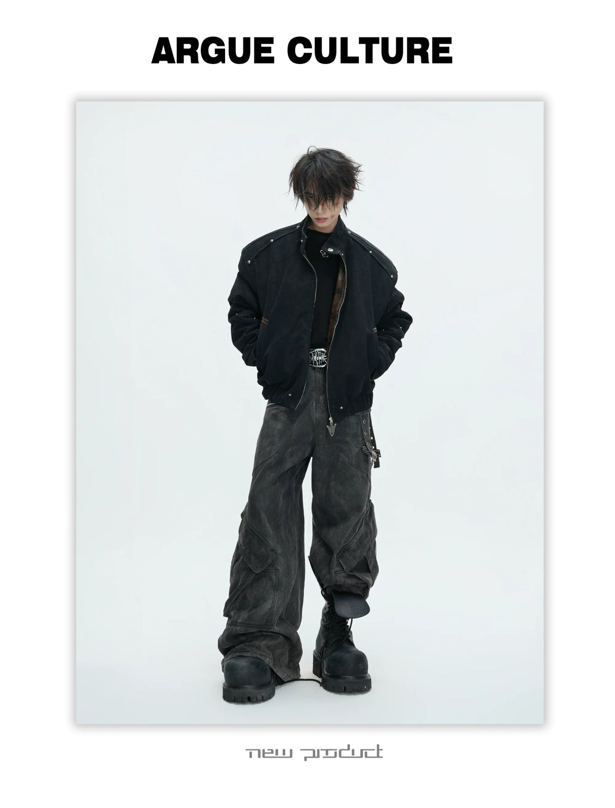 Cropped Faux Leather Zip Jacket with Cotton Fill - description image 9