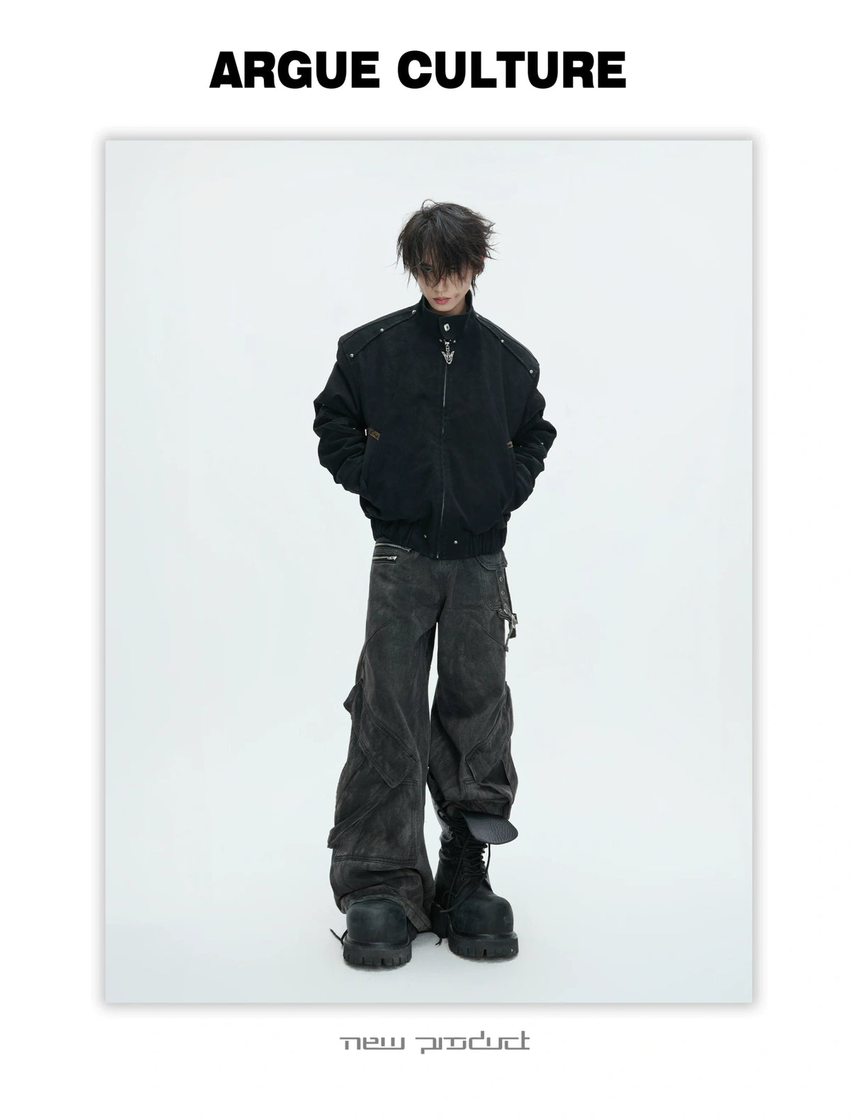 Cropped Faux Leather Zip Jacket with Cotton Fill - description image 10