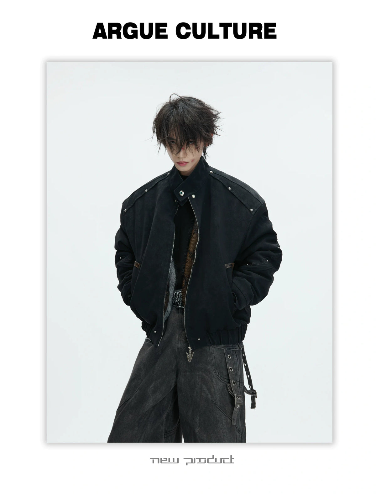 Cropped Faux Leather Zip Jacket with Cotton Fill - description image 13