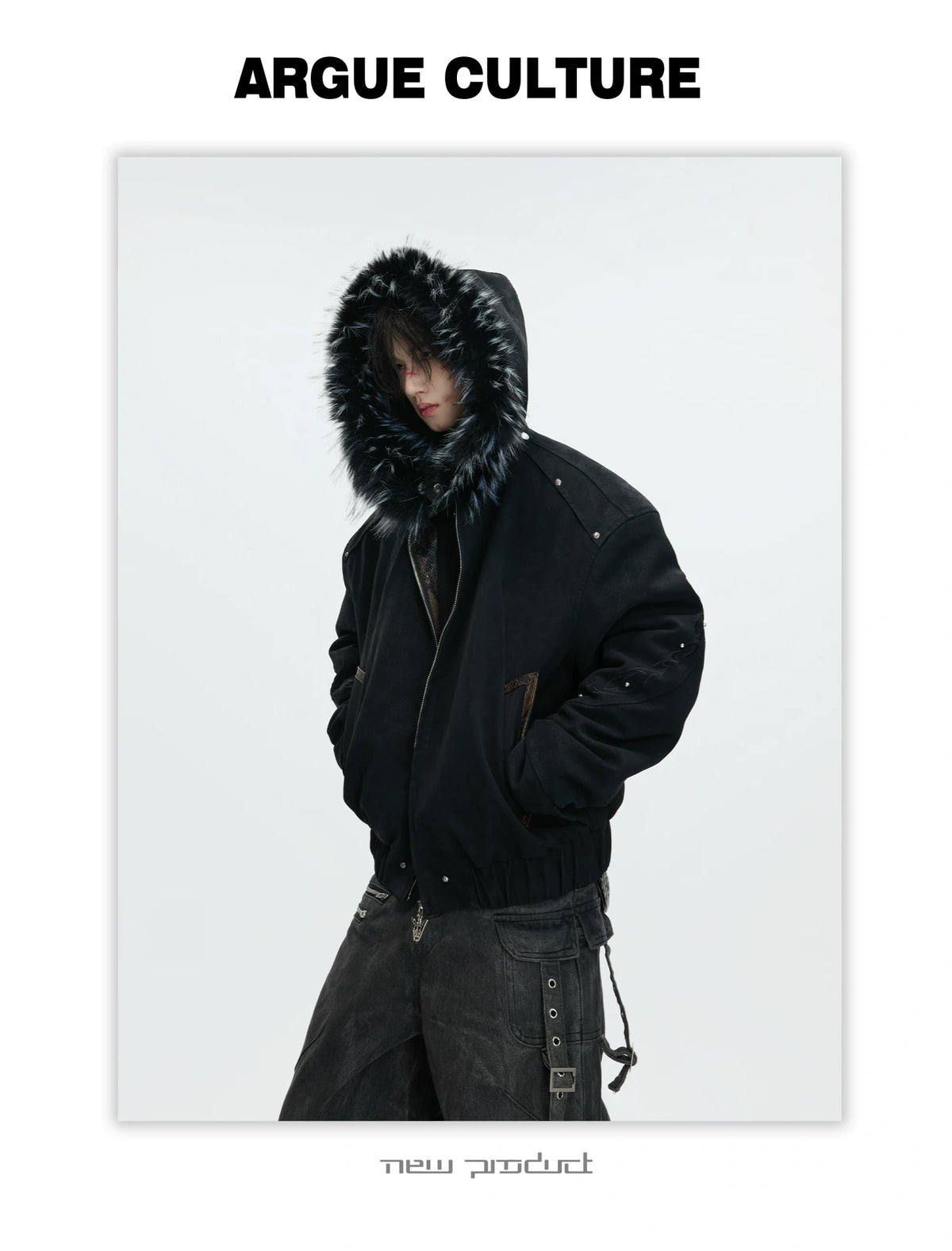 Cropped Faux Leather Zip Jacket with Cotton Fill - description image 14