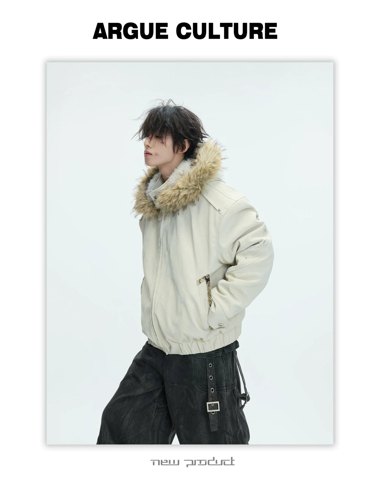 Cropped Faux Leather Zip Jacket with Cotton Fill - description image 15