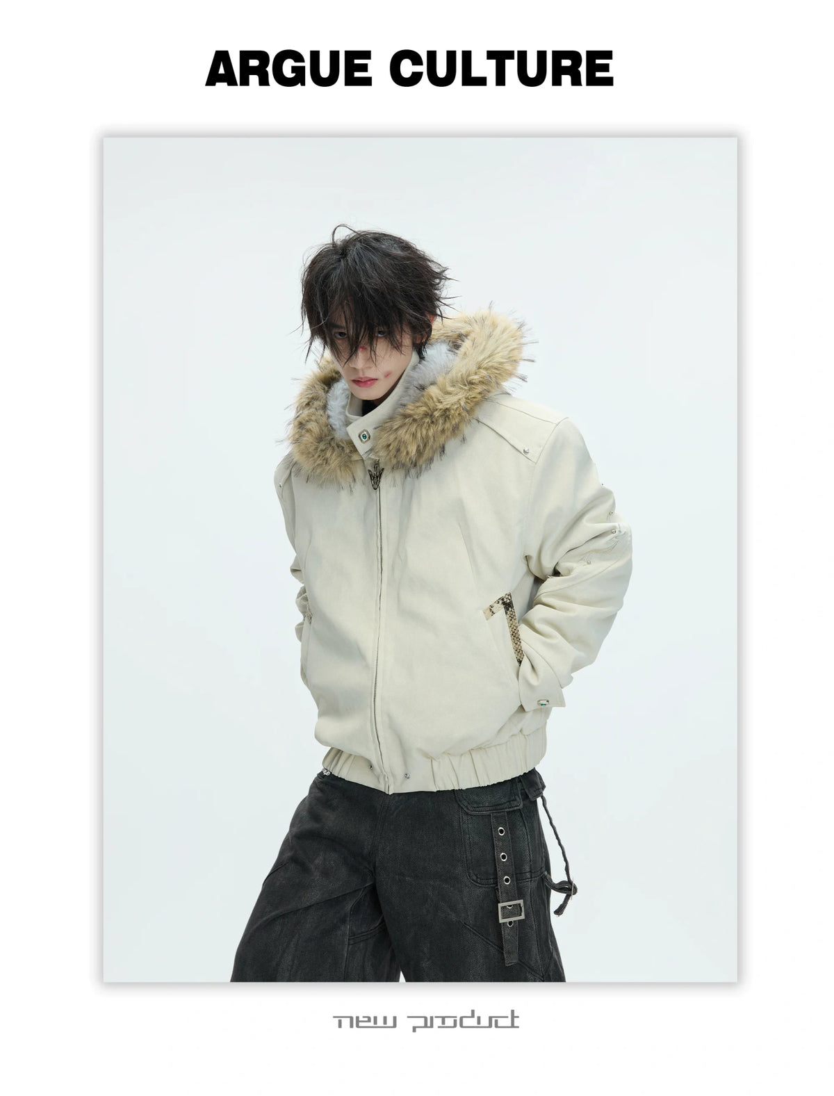 Cropped Faux Leather Zip Jacket with Cotton Fill - description image 16