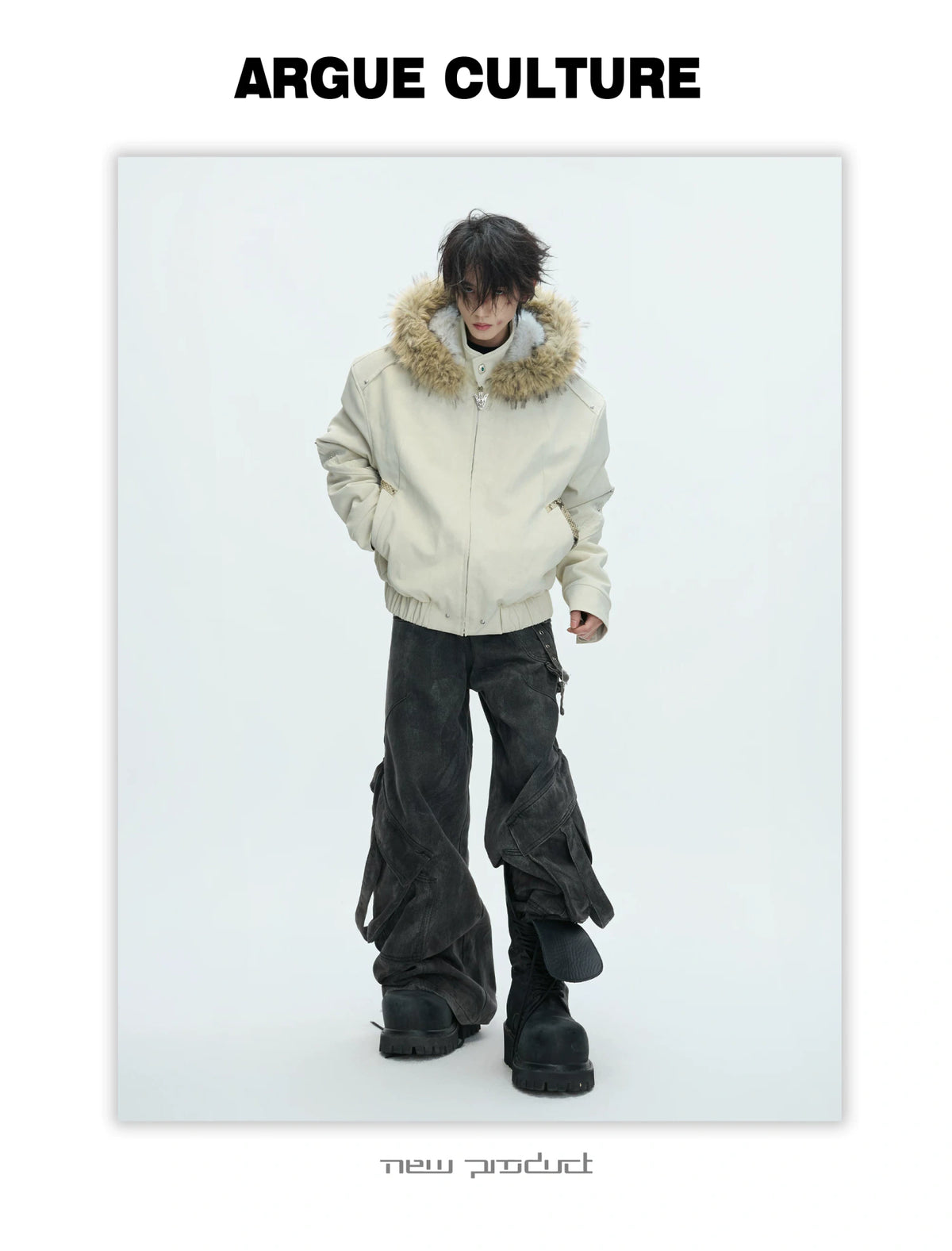 Cropped Faux Leather Zip Jacket with Cotton Fill - description image 17