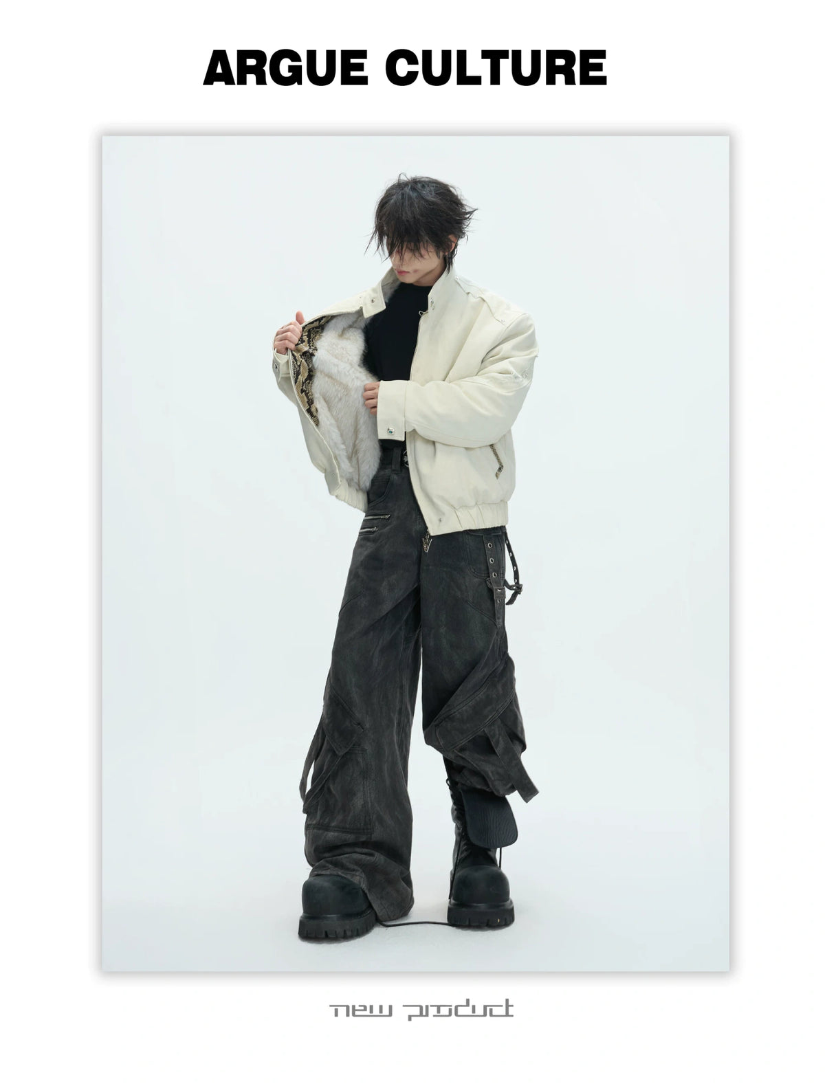 Cropped Faux Leather Zip Jacket with Cotton Fill - description image 19
