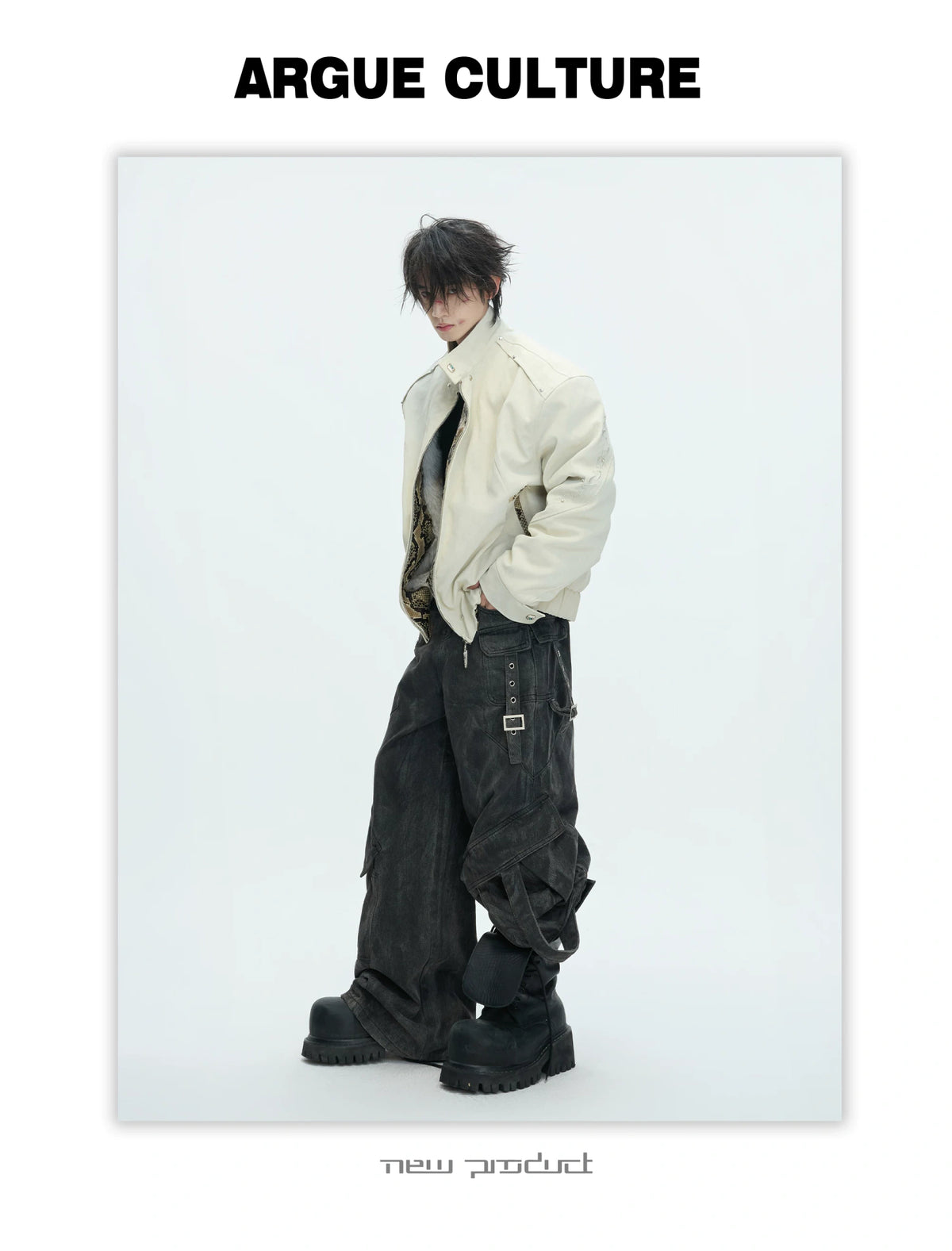 Cropped Faux Leather Zip Jacket with Cotton Fill - description image 20