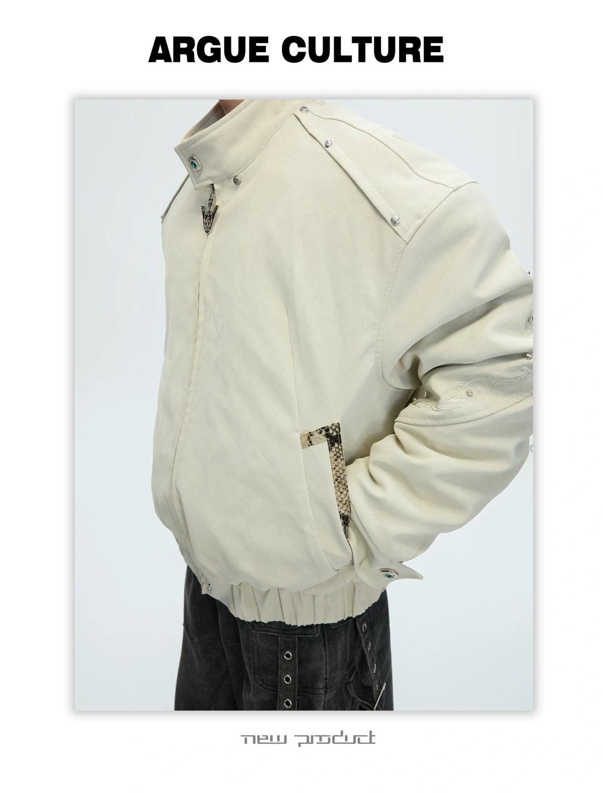 Cropped Faux Leather Zip Jacket with Cotton Fill - description image 24