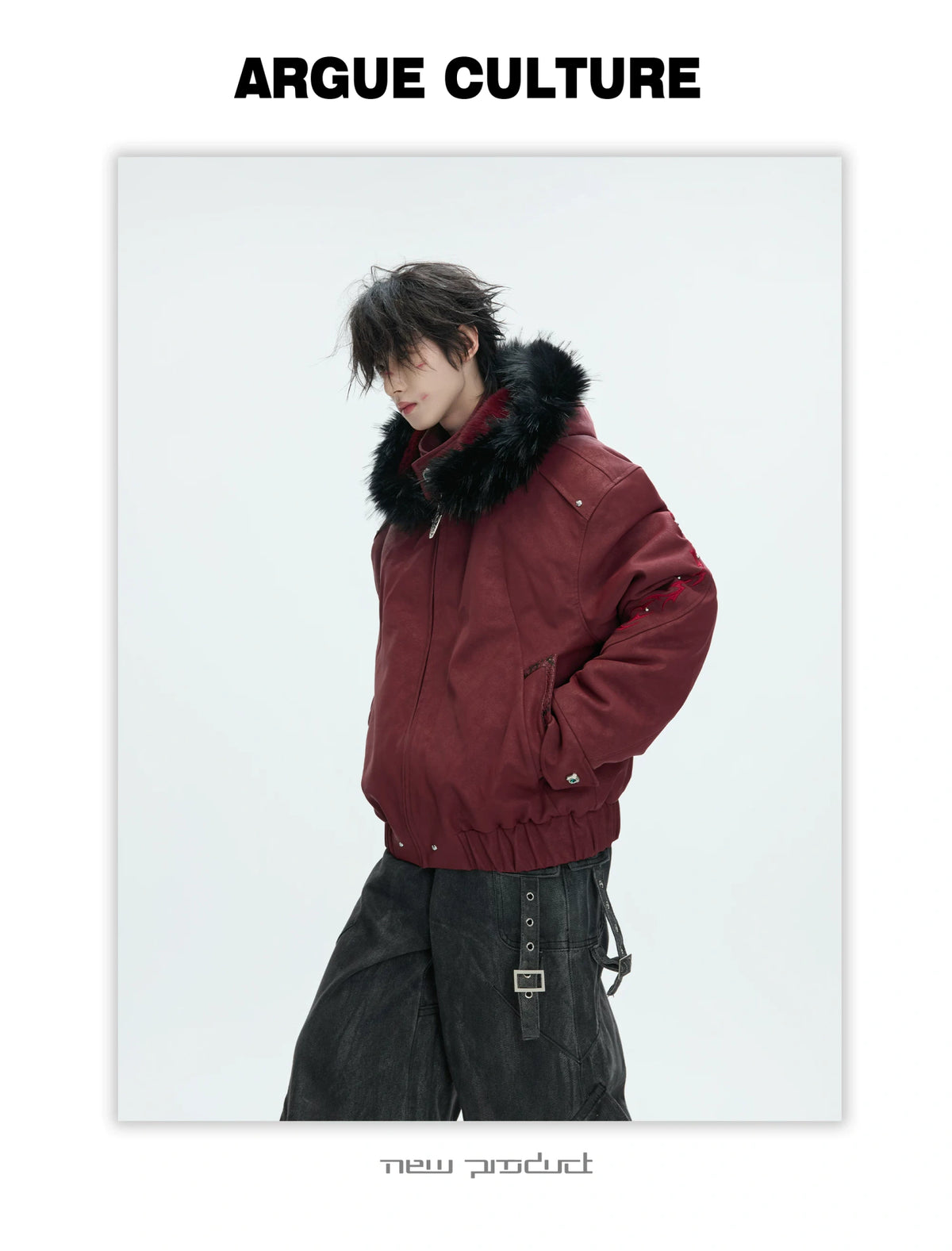 Cropped Faux Leather Zip Jacket with Cotton Fill - description image 28