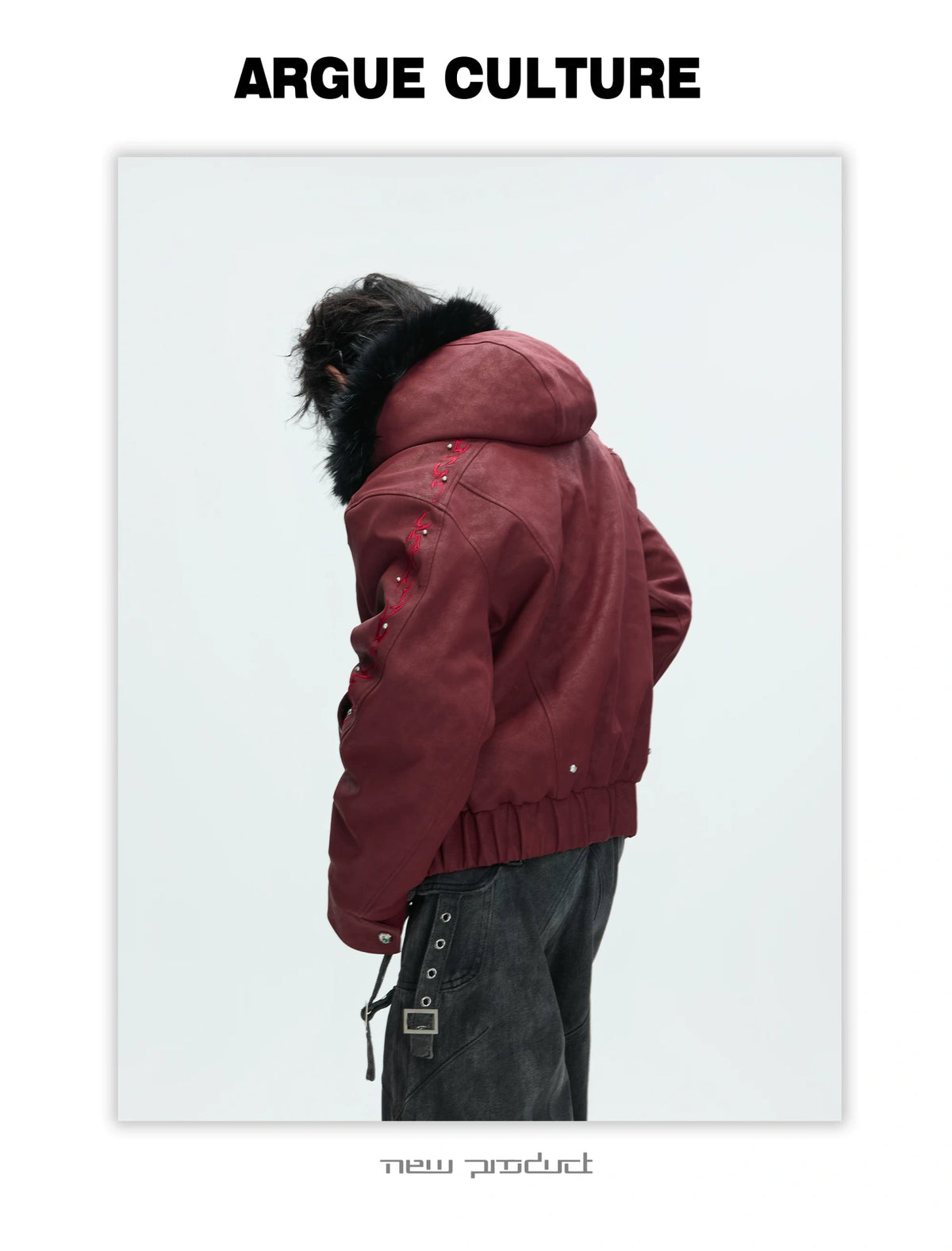 Cropped Faux Leather Zip Jacket with Cotton Fill - description image 29