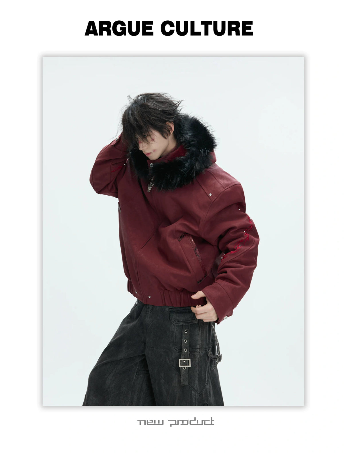 Cropped Faux Leather Zip Jacket with Cotton Fill - description image 30