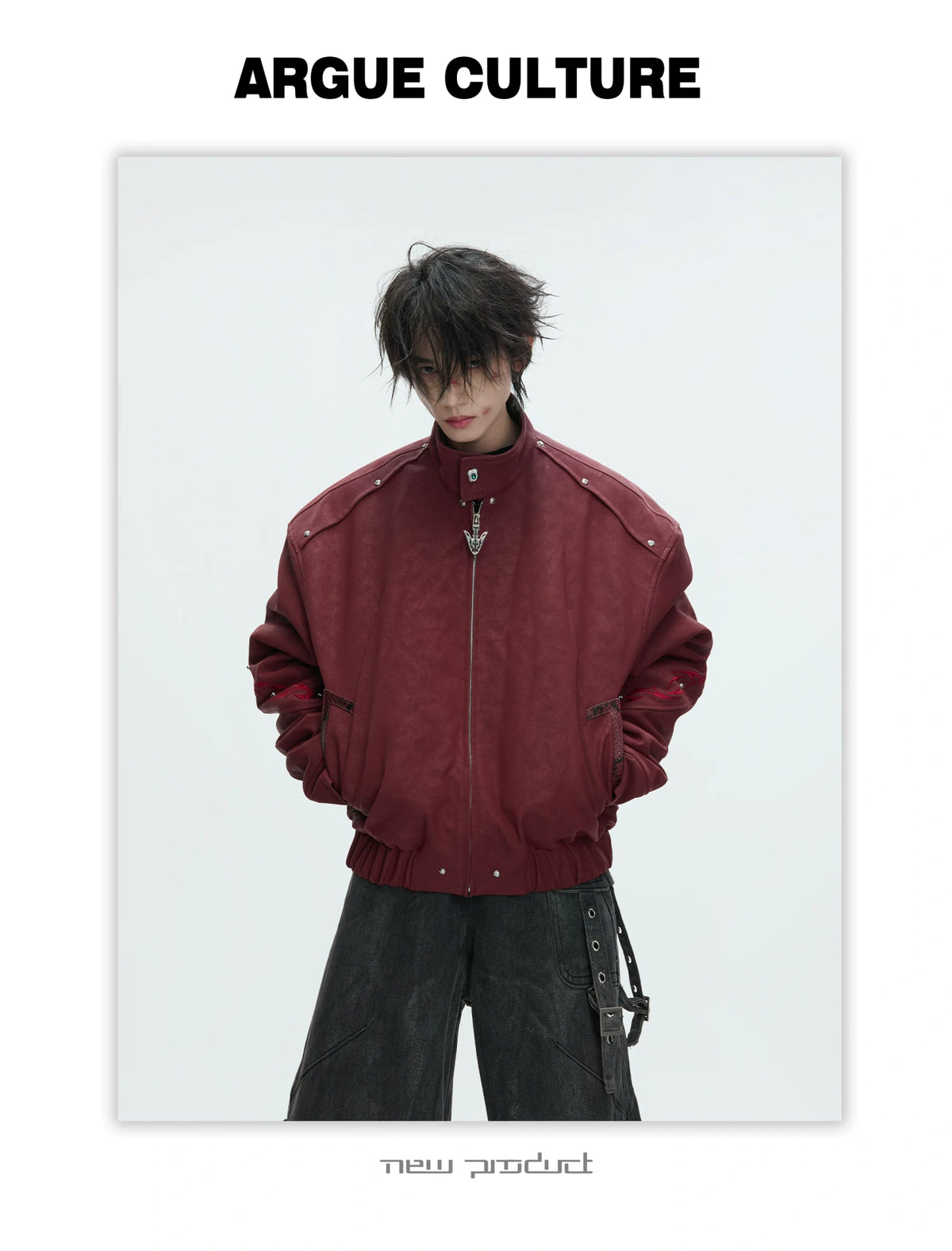 Cropped Faux Leather Zip Jacket with Cotton Fill - description image 35