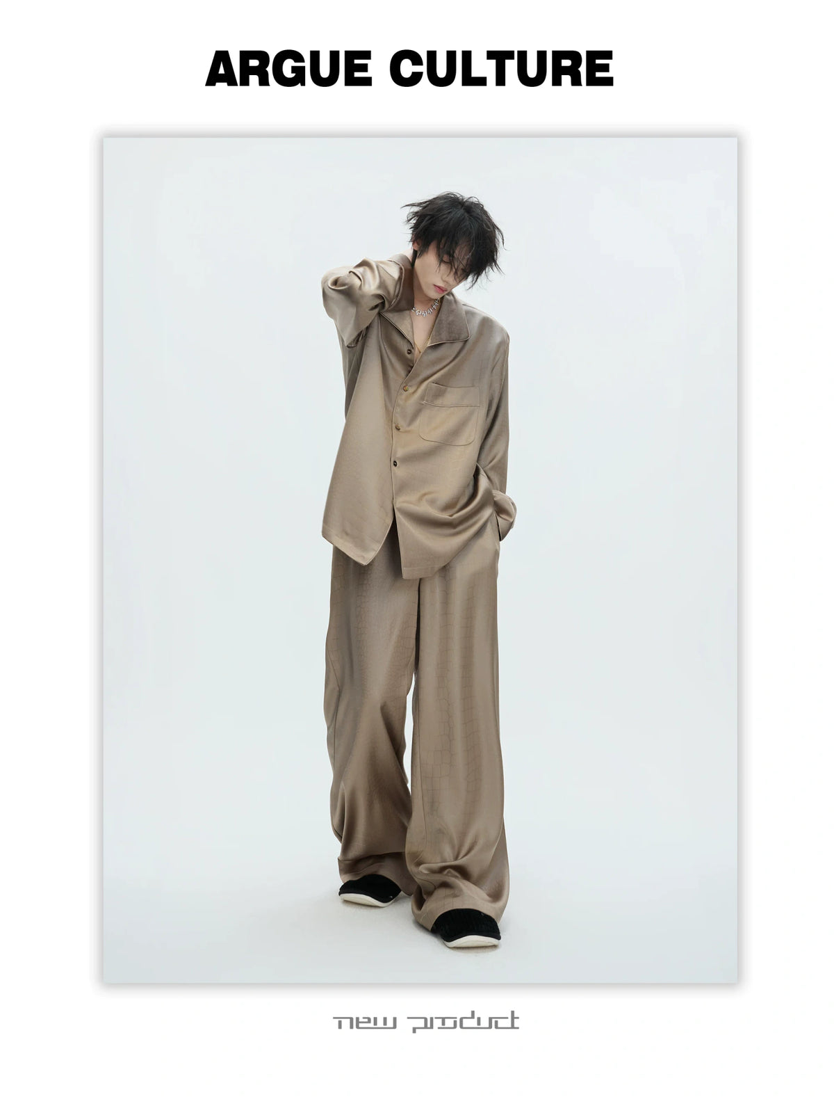 Printed Acetate Pajama Set | Button-Front Loungewear - description image 7