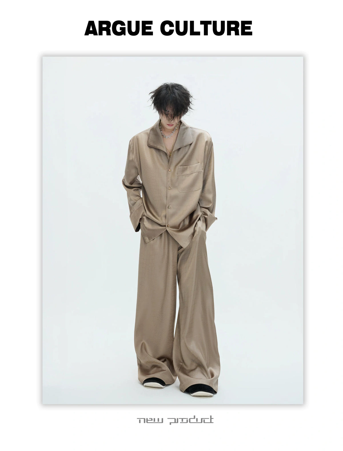 Printed Acetate Pajama Set | Button-Front Loungewear - description image 8