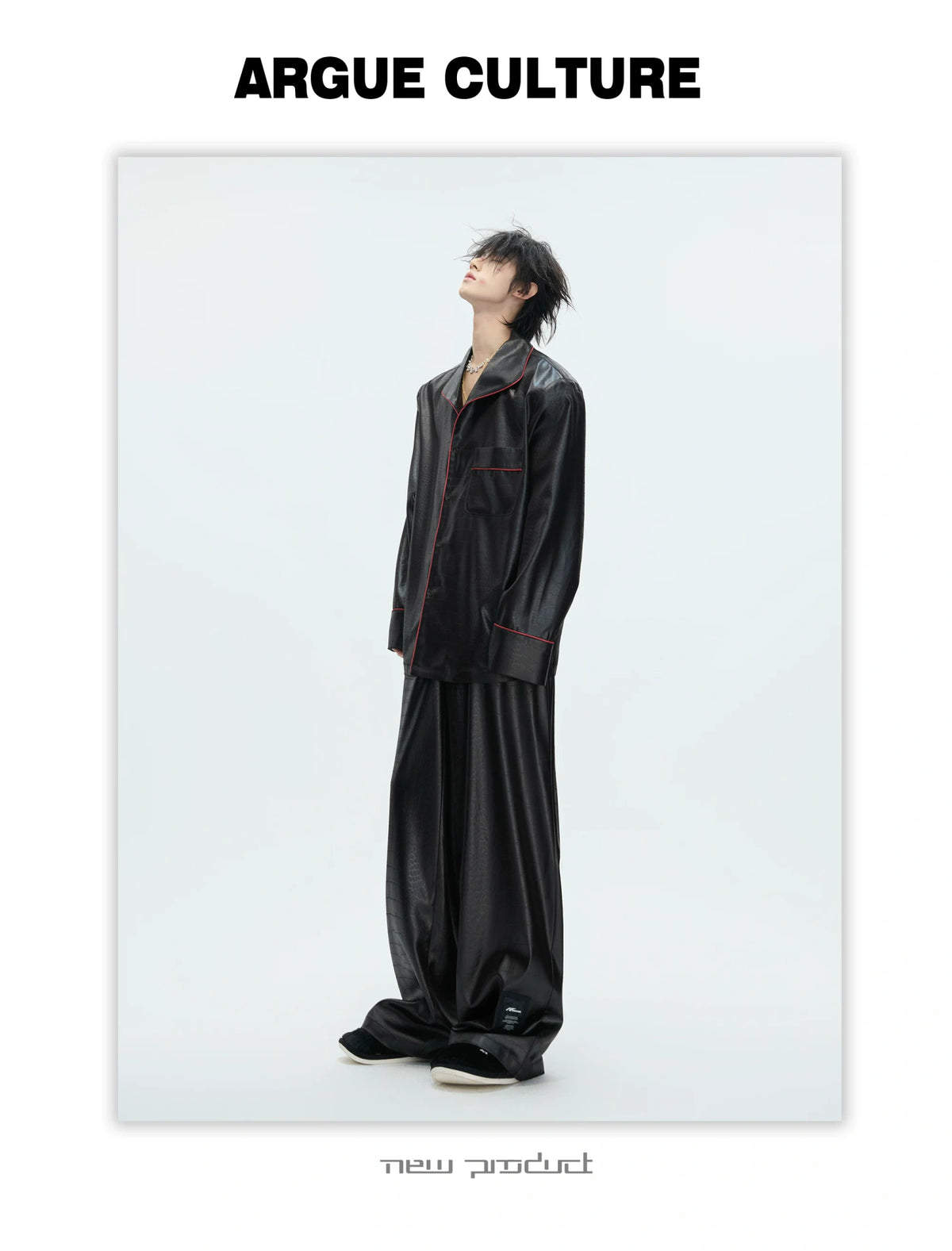 Printed Acetate Pajama Set | Button-Front Loungewear - description image 17