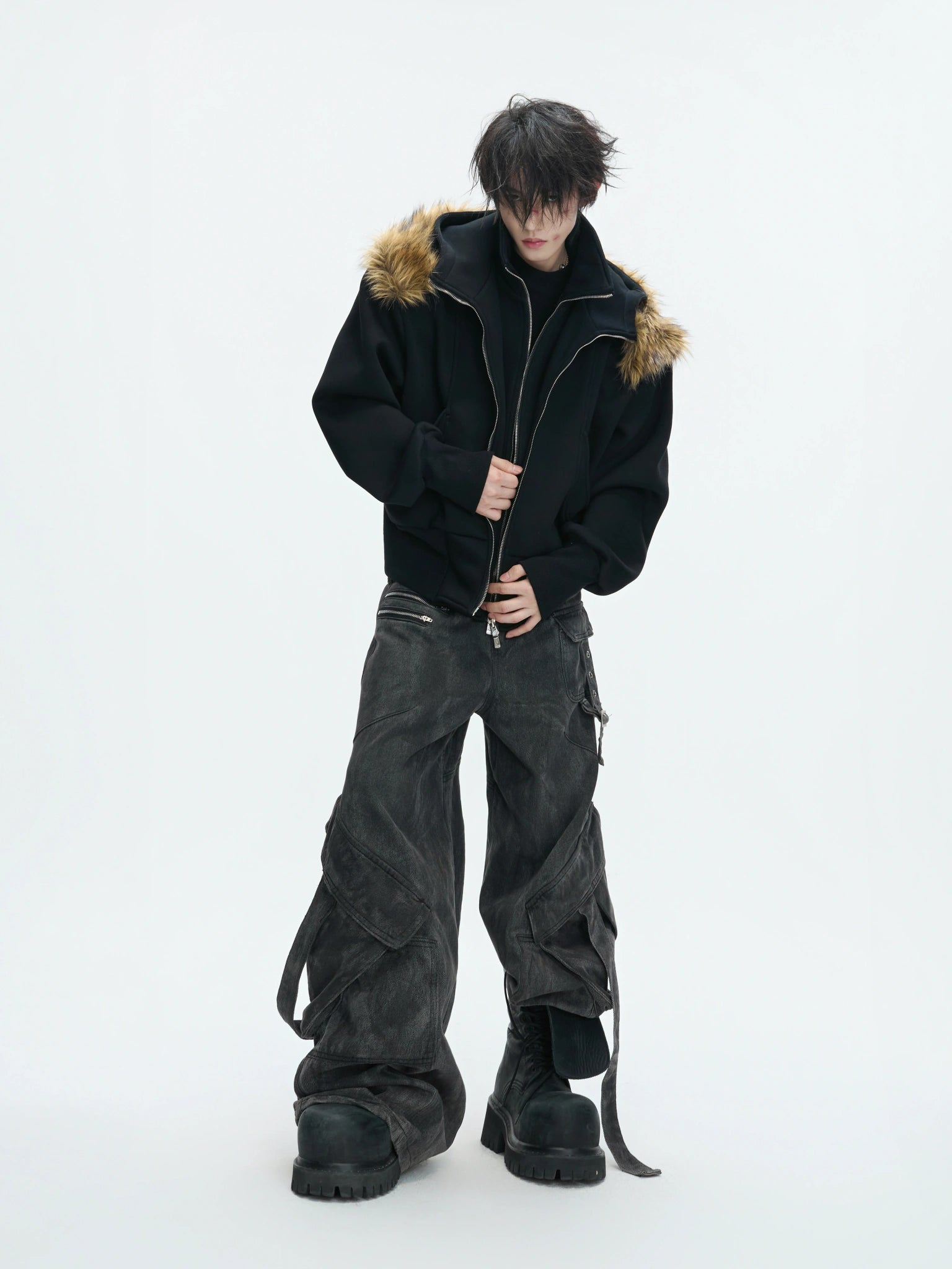 Fleece-Lined Layered Hooded Jacket | Relaxed Fit - main image 4