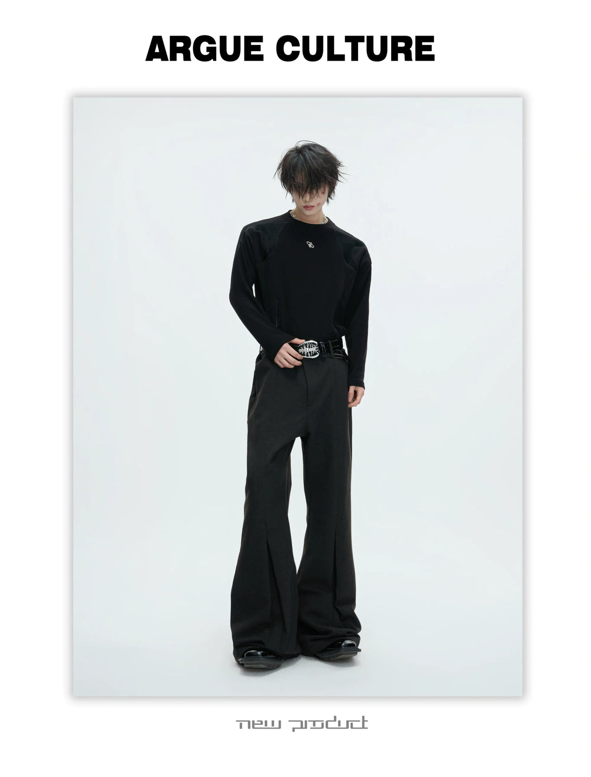 Leather-Panel Ribbed Long-Sleeve Top | Streetwear - description image 3