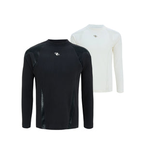Leather-Panel Ribbed Long-Sleeve Top | Streetwear - main image 1