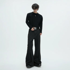 Leather-Panel Ribbed Long-Sleeve Top | Streetwear - main image 5