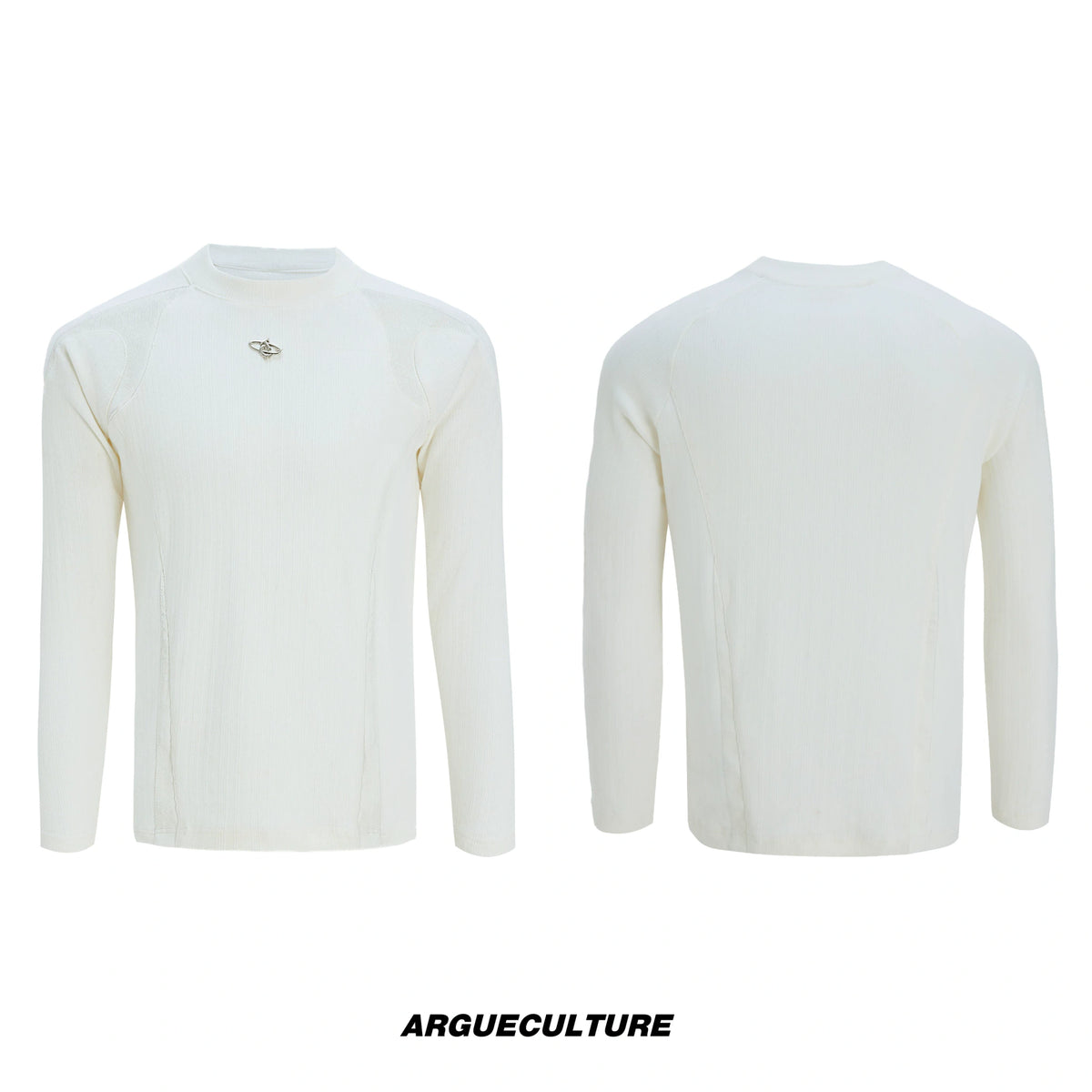 Leather-Panel Ribbed Long-Sleeve Top | Streetwear - White Top