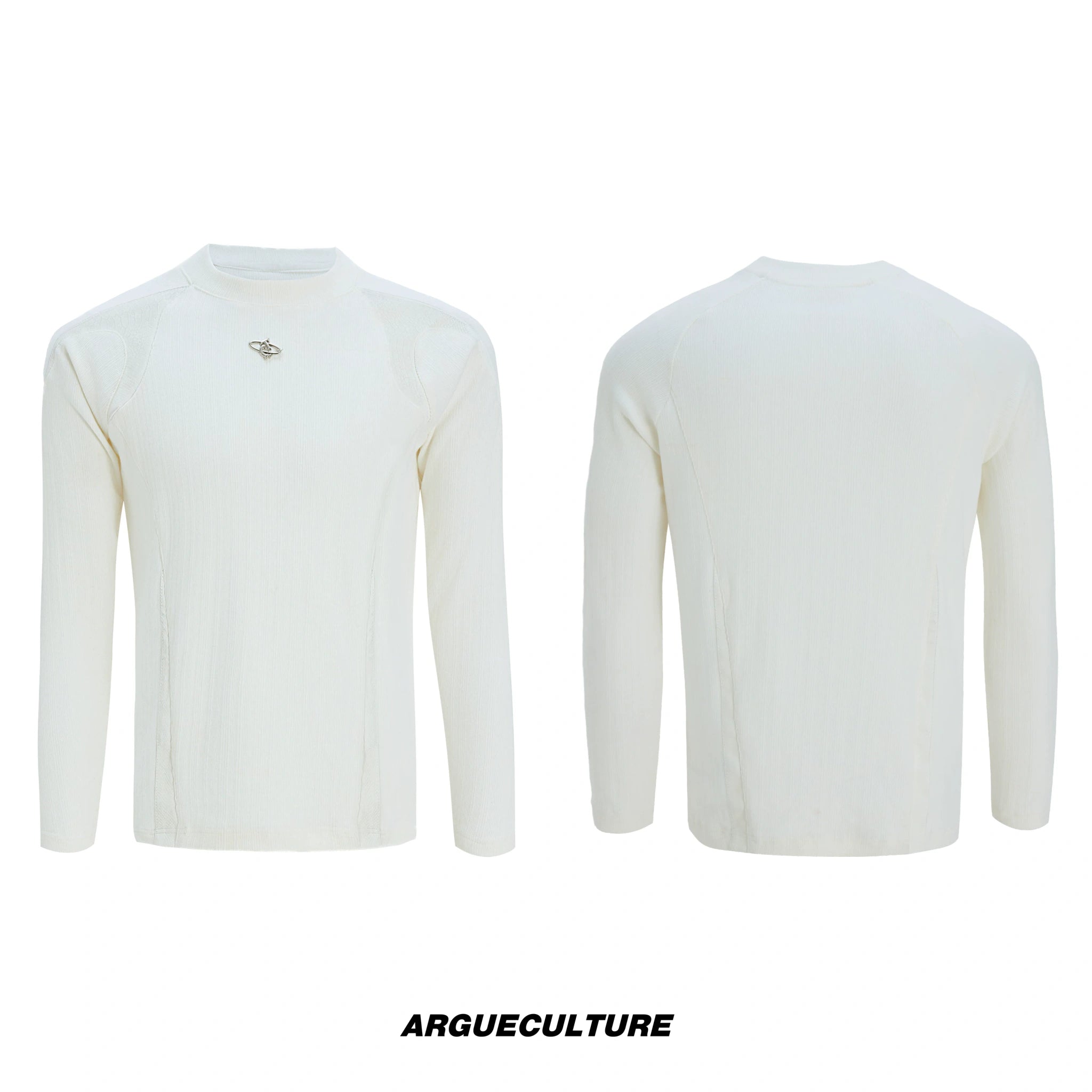 Leather-Panel Ribbed Long-Sleeve Top | Streetwear - White Top