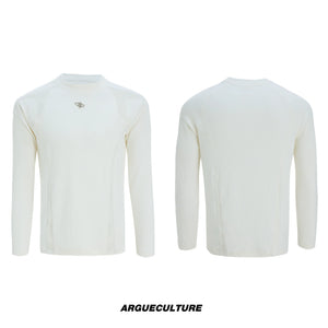 Leather-Panel Ribbed Long-Sleeve Top | Streetwear - White Top