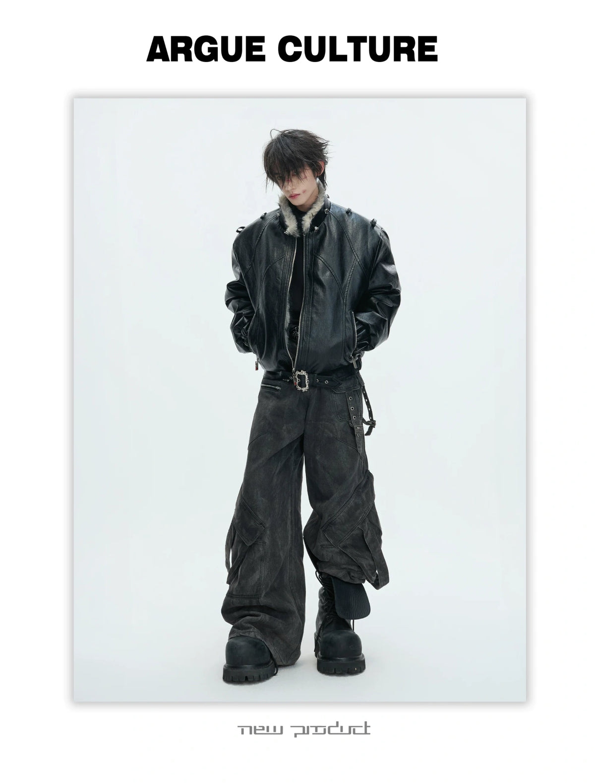 Oversized Hooded Faux Leather Jacket With Zip Front - description image 28