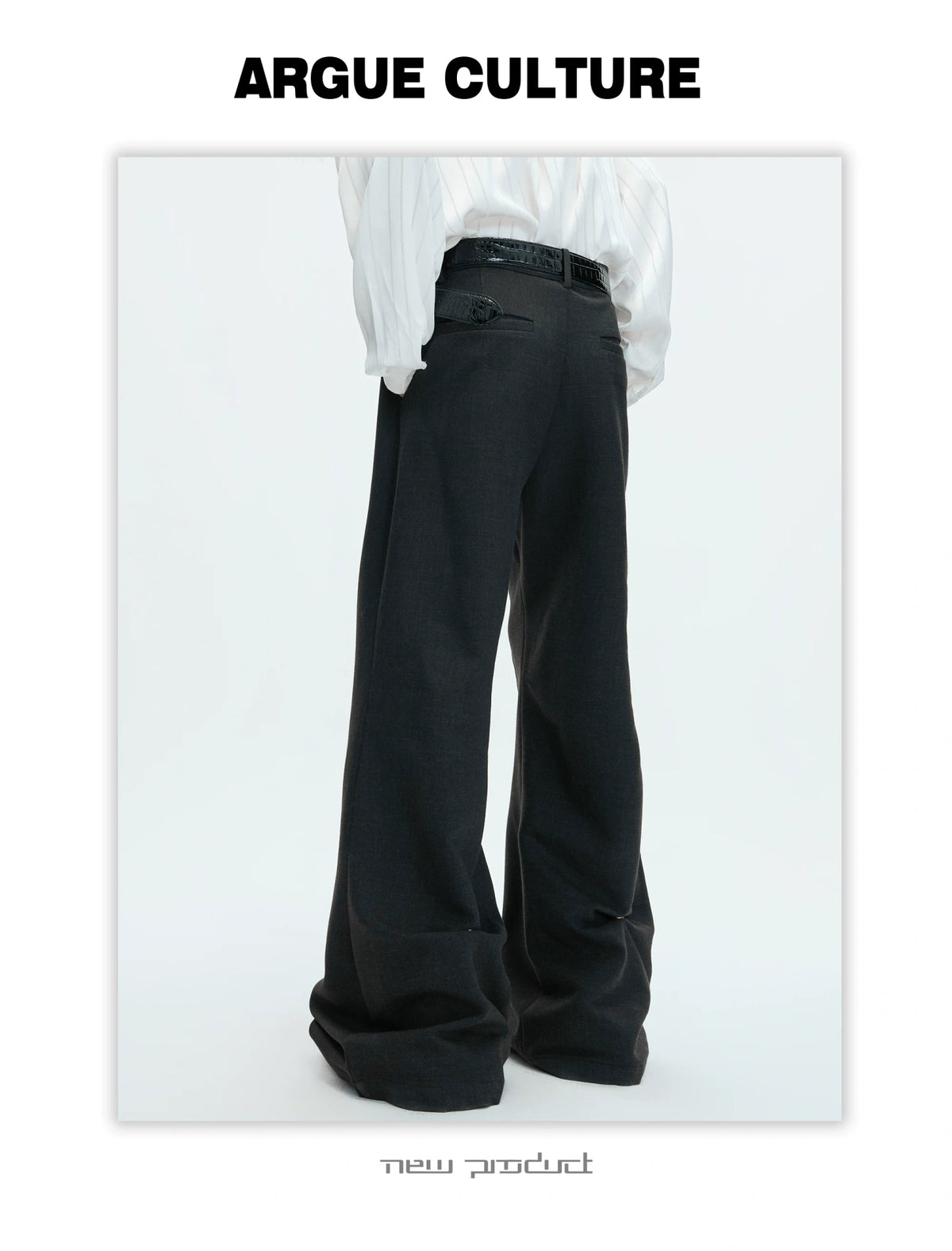 Pleated Wool-Blend Micro-Flare Trousers | Dark Gray - description image 3