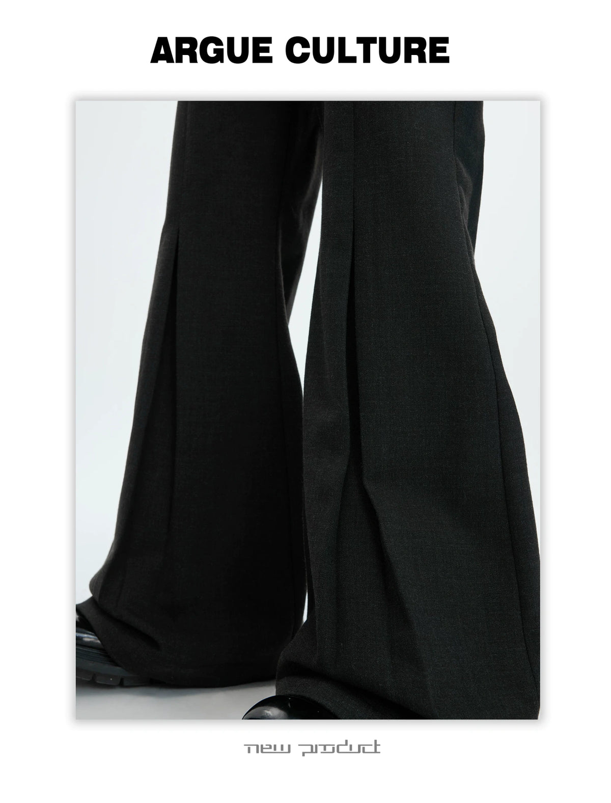 Pleated Wool-Blend Micro-Flare Trousers | Dark Gray - description image 4