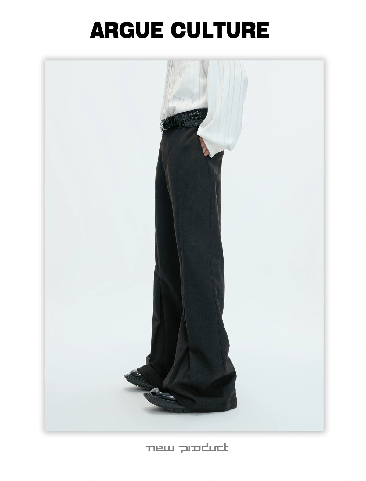 Pleated Wool-Blend Micro-Flare Trousers | Dark Gray - description image 8