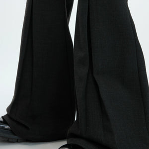 Pleated Wool-Blend Micro-Flare Trousers | Dark Gray - main image 5