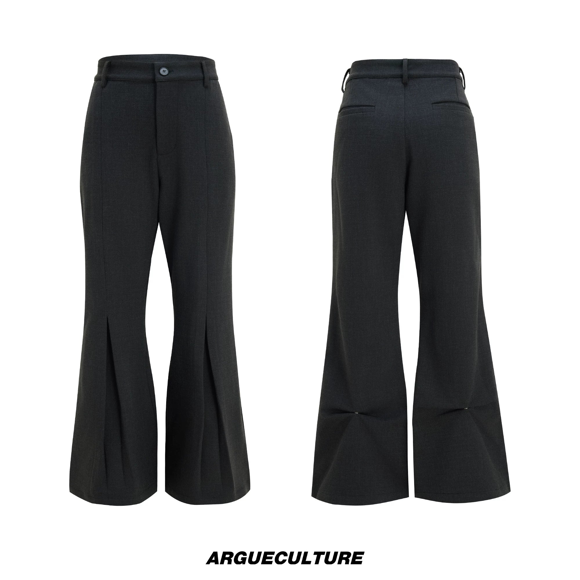 Pleated Wool-Blend Micro-Flare Trousers | Dark Gray - Dark Gray