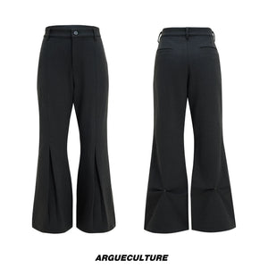 Pleated Wool-Blend Micro-Flare Trousers | Dark Gray - Dark Gray