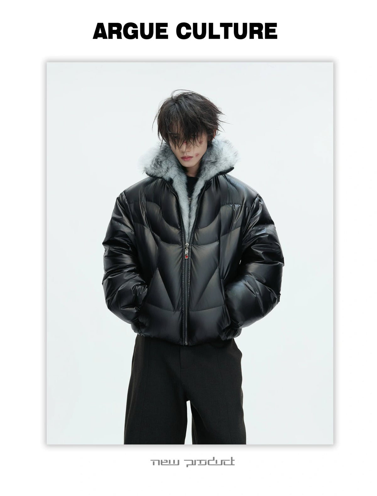 Asymmetric Black Duck Down Jacket | Winter Outerwear - description image 2