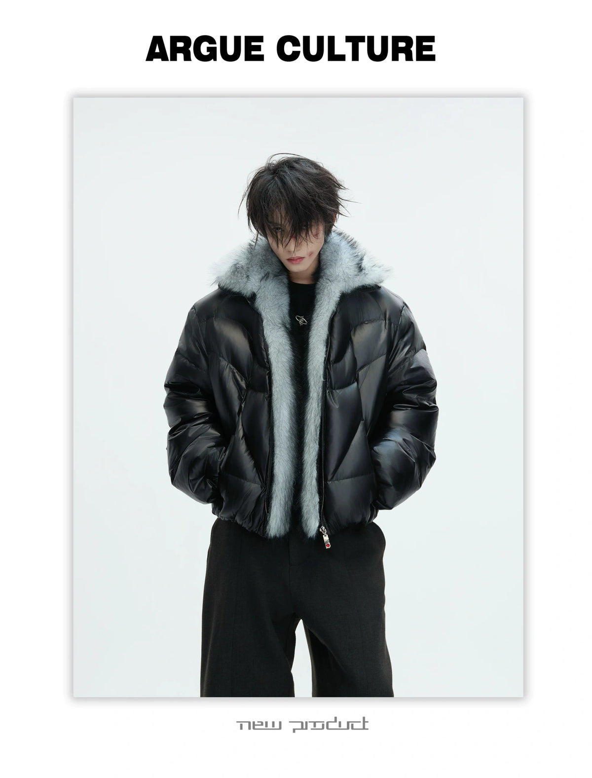 Asymmetric Black Duck Down Jacket | Winter Outerwear - description image 3