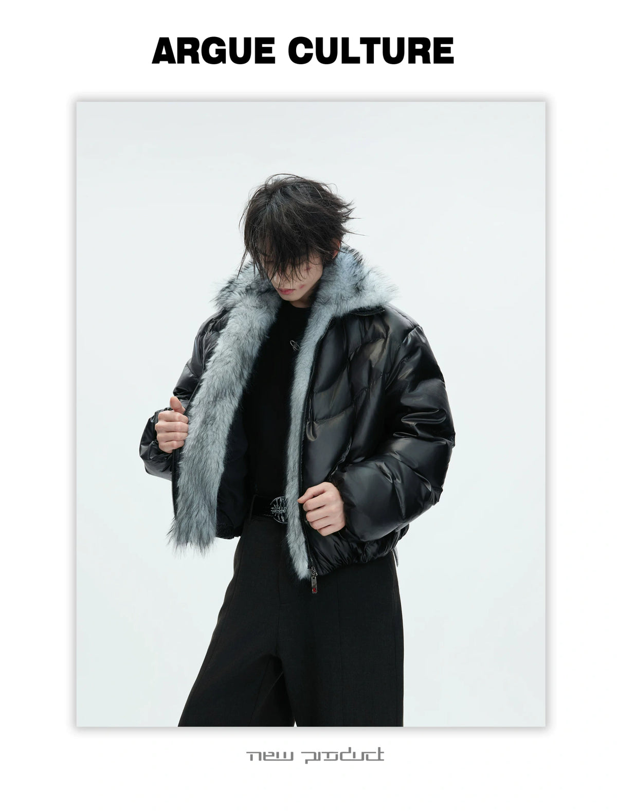 Asymmetric Black Duck Down Jacket | Winter Outerwear - description image 4