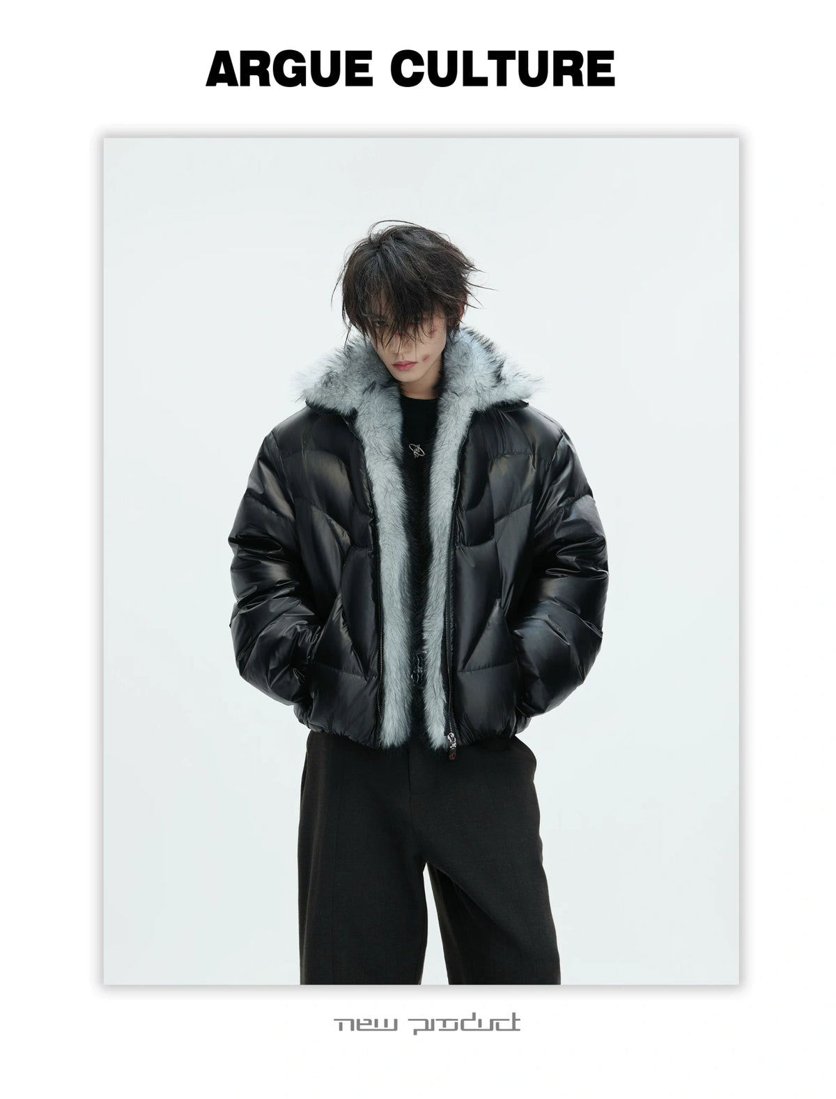 Asymmetric Black Duck Down Jacket | Winter Outerwear - description image 5