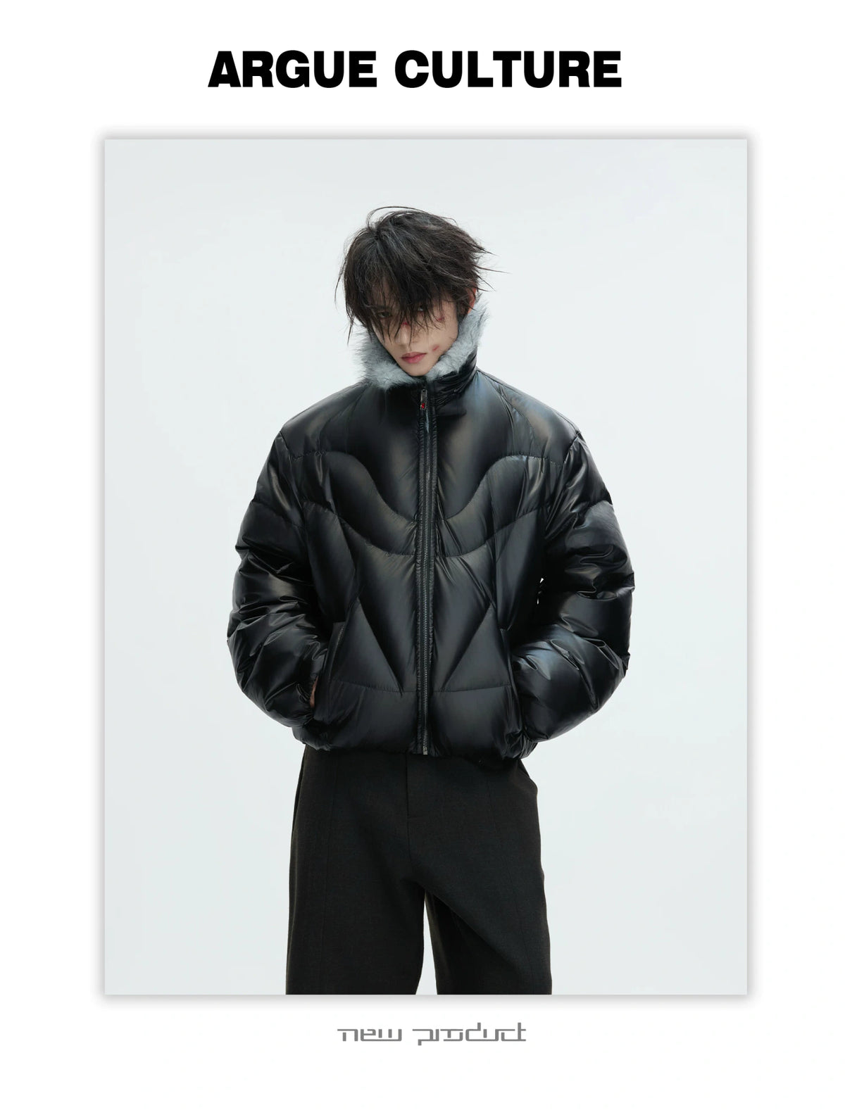 Asymmetric Black Duck Down Jacket | Winter Outerwear - description image 6