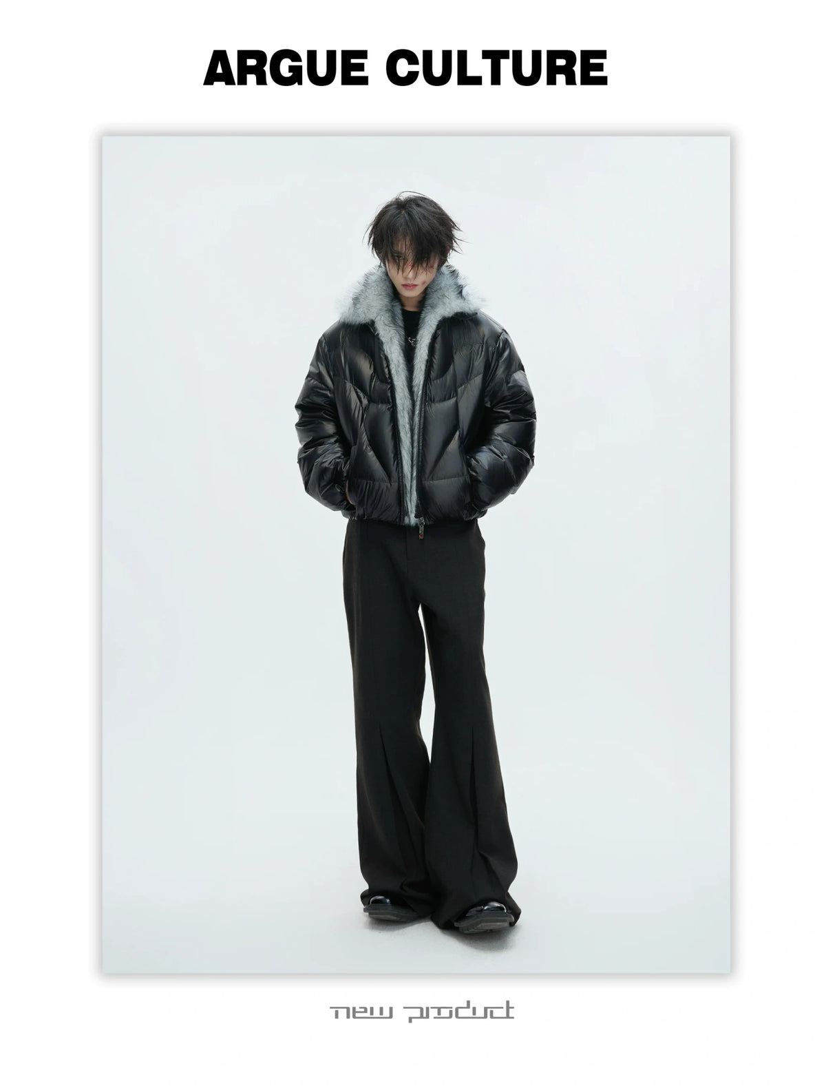 Asymmetric Black Duck Down Jacket | Winter Outerwear - description image 10