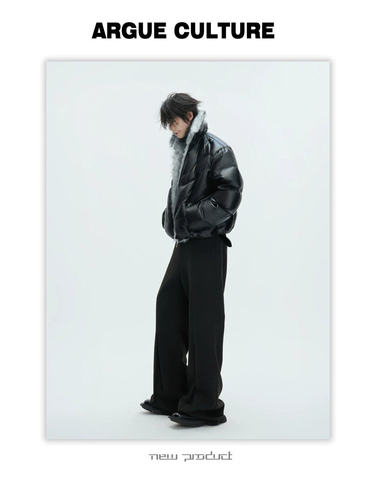 Asymmetric Black Duck Down Jacket | Winter Outerwear - description image 11