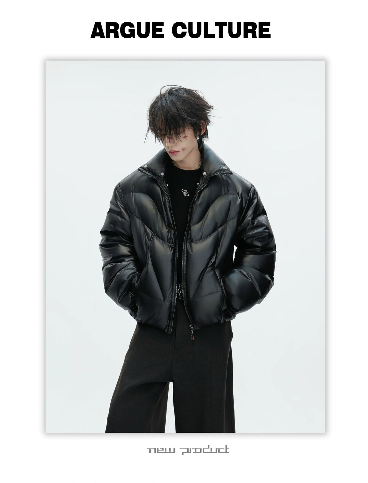 Asymmetric Black Duck Down Jacket | Winter Outerwear - description image 14