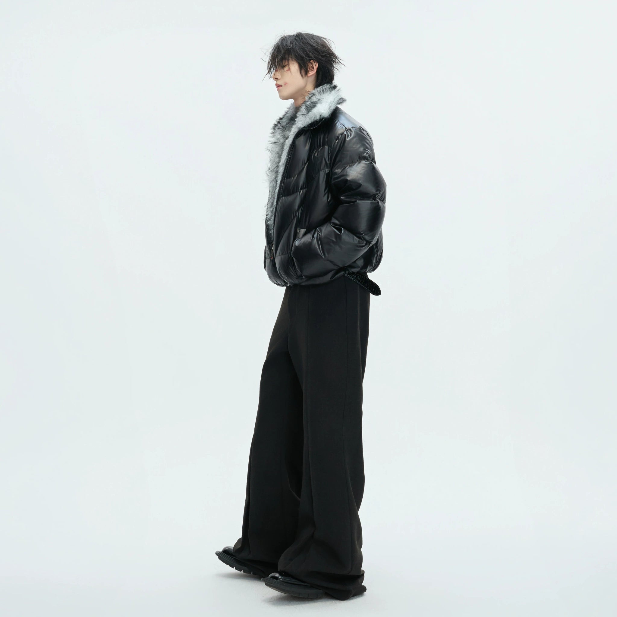 Asymmetric Black Duck Down Jacket | Winter Outerwear - main image 5
